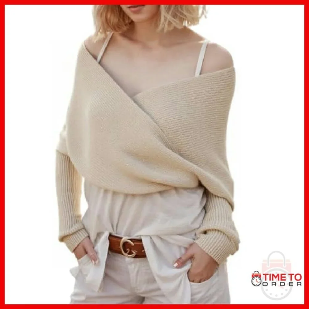 Cozy Crochet Knit Wrap Sweater Scarf with Sleeves Shrug Top